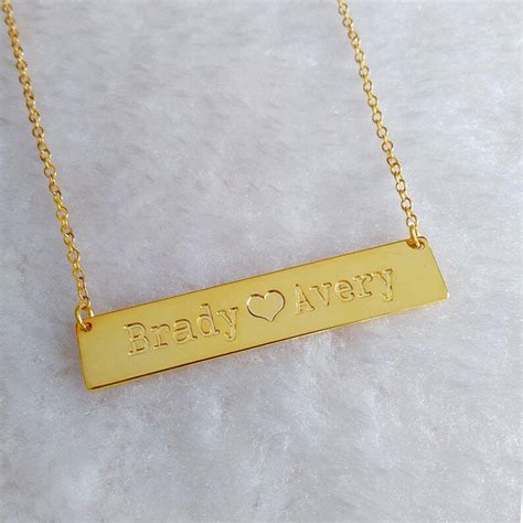 Gold Coordinates Necklacename Bar Necklacelatitude Longitude | Etsy