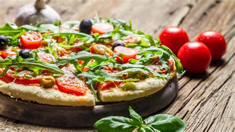 4k 5k Fast Food Pizza Tomatoes Foliage Basil Hd Wallpaper Rare