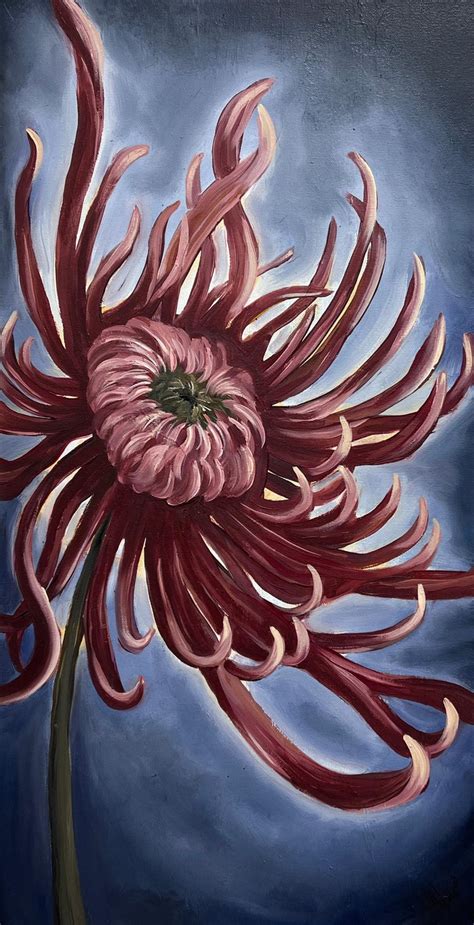 Pamela Hoke Magenta Chrysanthemum Oil Painting For Sale At 1stdibs