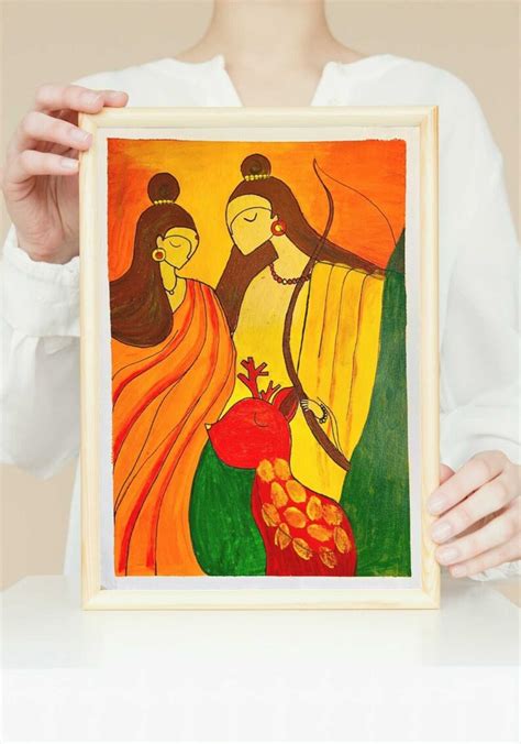 Lord Ram Sita Painting on Canvas, Livingroom Decor, Hindu Wall Art ...