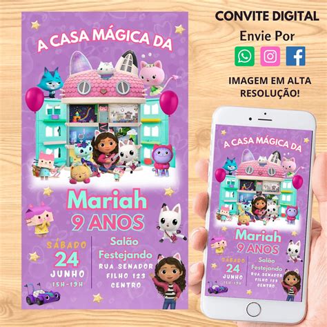 Convite Digital Casa Mágica da Gaby Modelo 01 Elo7