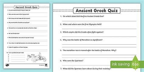 Ancient Greece Questions And Answers