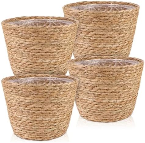 Amazon 4 Pcs Large Premium Seagrass Planter Basket With Plastic