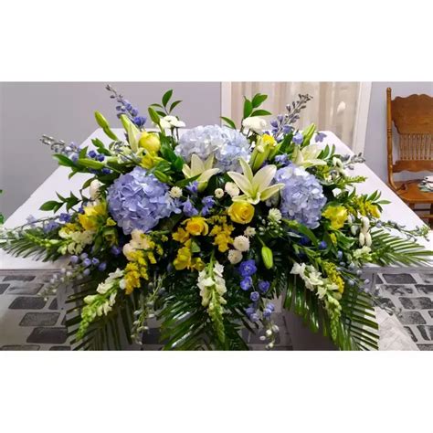 Blue Hydrangea Casket Spray