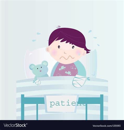 Child in hospital cartoon Royalty Free Vector Image