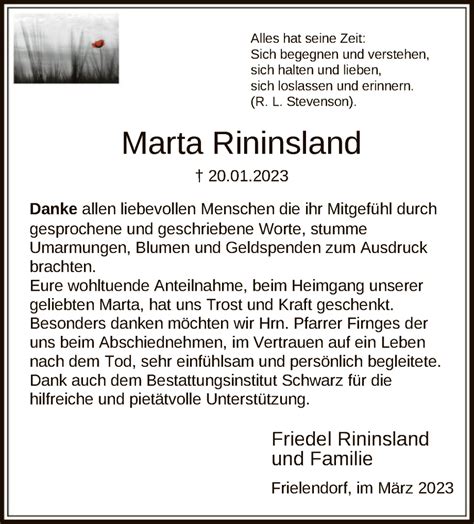 Traueranzeigen Von Marta Rininsland Trauer HNA De