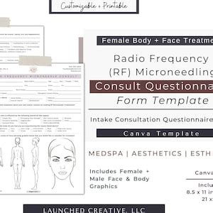 Radio Frequency Microneedling Consult Questionnaire RF Microneedle Body