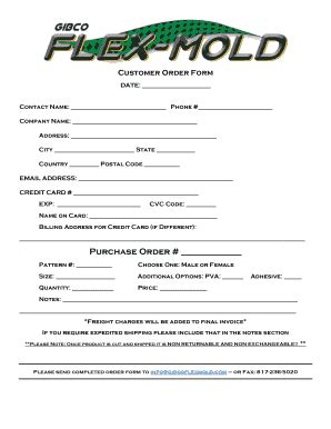 Fillable Online Flex Mold Order Form Gibco Flex Mold Fax Email Print