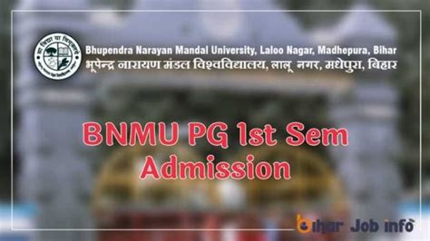 Bnmu Pg Part 1 Admission Online 2022 Last Date Extended