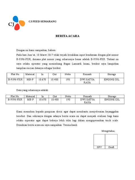 Detail Contoh Berita Acara Kesalahan Input Data Koleksi Nomer 4