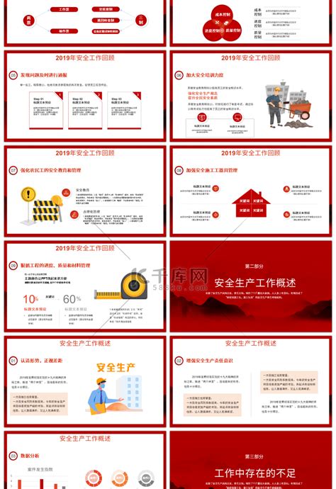 红色系安全生产月工作汇报总结pptppt模板免费下载 Ppt模板 千库网