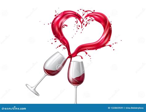 Vector Wine Glasses Toasting Heart Shape Splash Cartoondealer