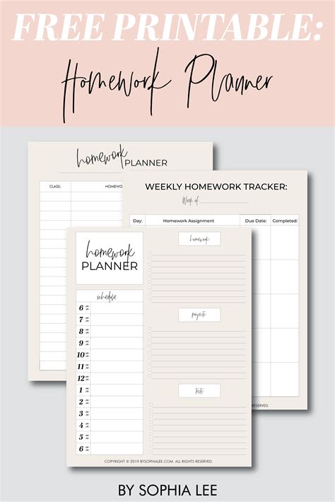 Homework Planner Printable - Printable Templates