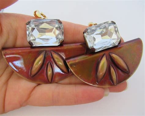 Vintage Retro 1980s Bold Incredible Semi Circle Rhine… - Gem