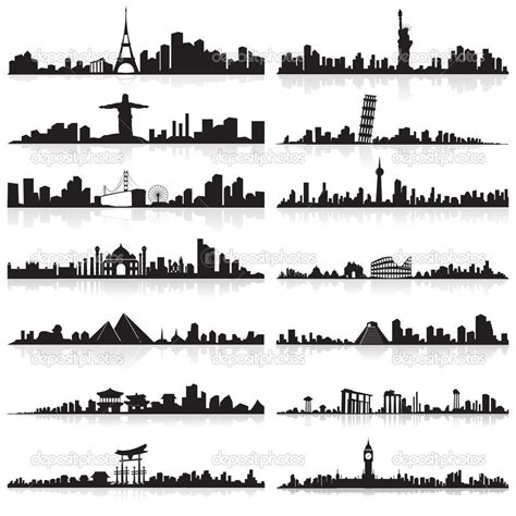 Famous skylines | Skyline drawing, Skyline silhouette, City silhouette