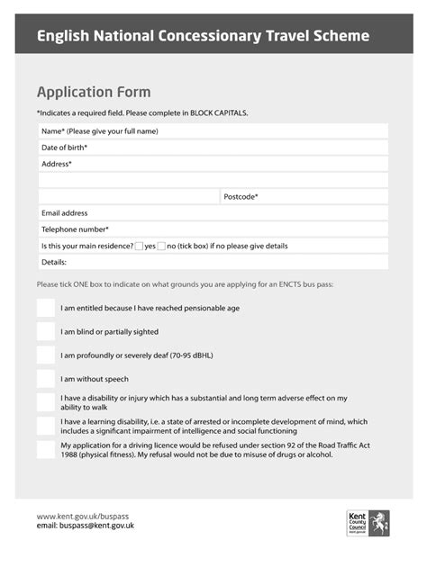 Fillable Online Application Form English National Concessionary Travel