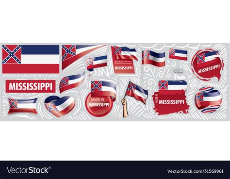 Set Flags American State Royalty Free Vector Image