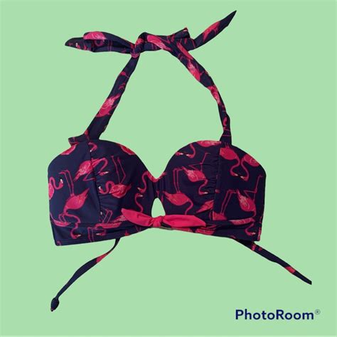 Unique Vintage Flamingo Bikini Top Gem