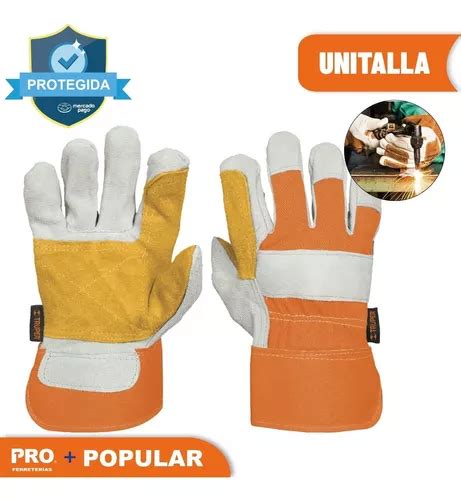 Guantes De Tela Carnaza Doble Ref Uso Rudo Truper 14246 Meses Sin