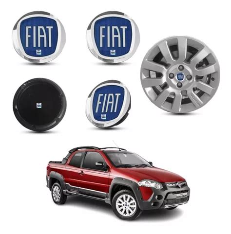 Jg Calotinhas Fiat Strada Miolo Azul Roda Original Mm