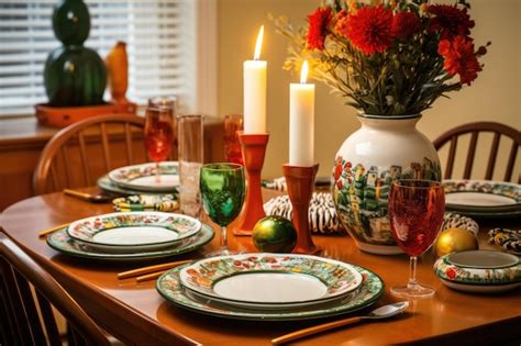 Premium AI Image | Table set with holidaythemed dinnerware