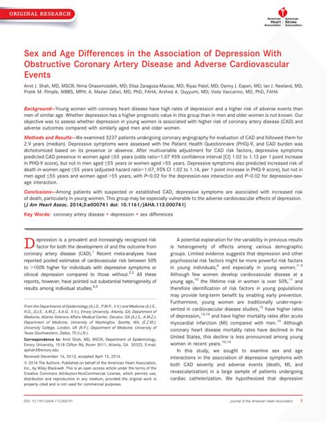PDF Sex And Age Differences In The Association Of Depression With