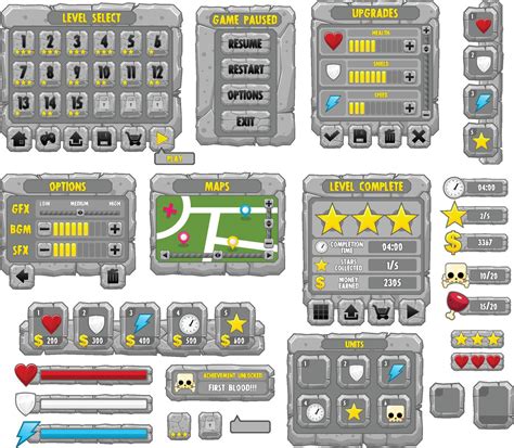 stone rock game ui window popup  vector art  vecteezy