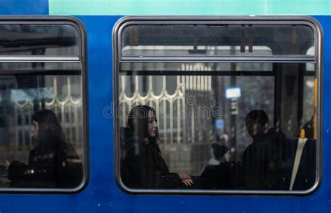 Close Up Shot Of Passengers Sitting On Seats Inside A Train Editorial