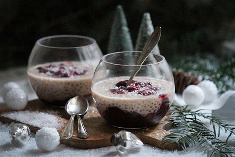 Kokos Tapioka Pudding mit heißen Zimtkirschen veggies vegan