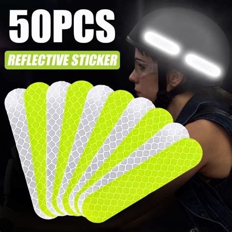 Pcs Motorcycle Helmet Reflective Strips Night Safety Driving Warning