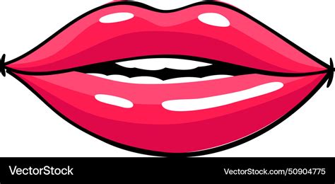 Red Lips Female Woman Expressed Emotion Beauty Vector Image