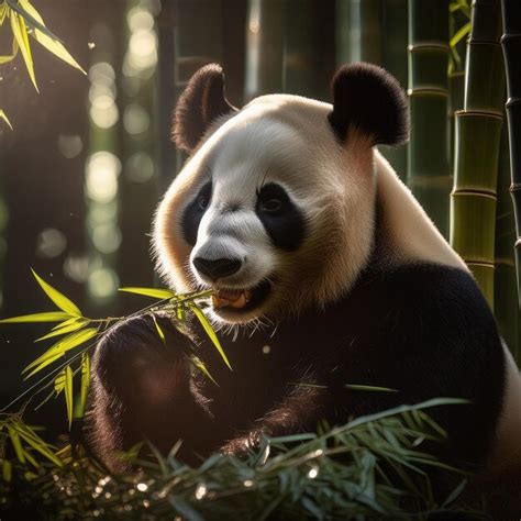 Panda Bamboo China Endangered Conservation Habitat Food | Premium AI ...
