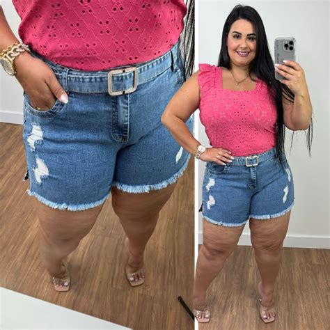 Short Jeans Awa Bianca Plus Size Belíssima 48 Belissima48