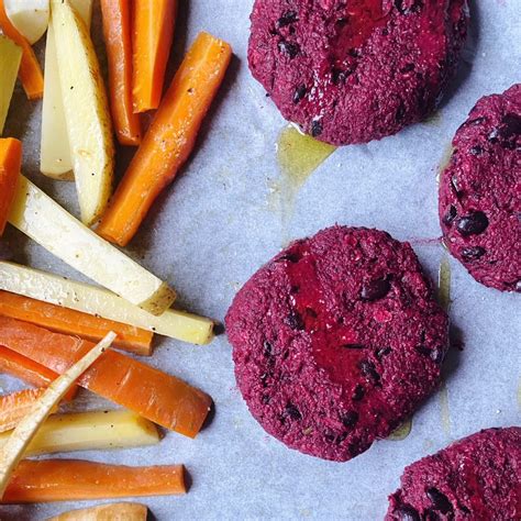 Beetroot Black Bean Burgers With Root Veg Chips Blog Greenearthorganics