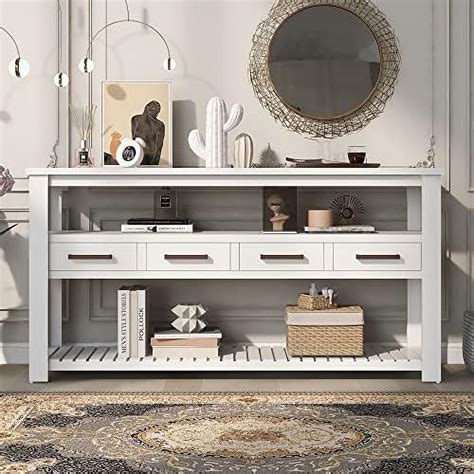 Llbiulife Modern Console Table With Drawers Narrow Wood Accent