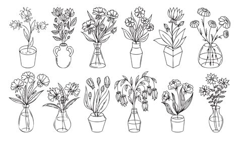 draw flowers   pot