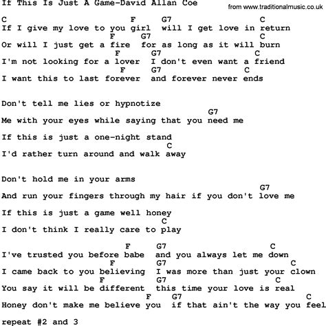 Country Music:If This Is Just A Game-David Allan Coe Lyrics and Chords