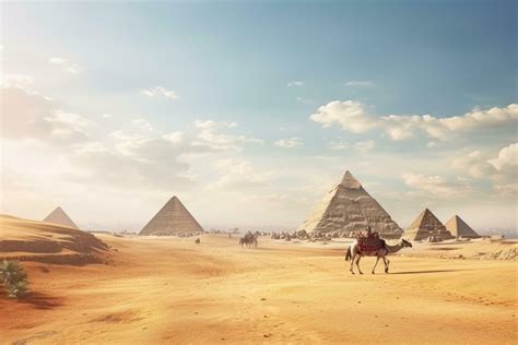 The pyramids of Giza in Cairo, Egypt. Travel background, pyramids giza