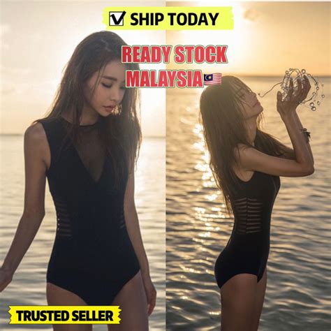 M Xl Malaysia One Piece Bikini Swimsuit Swimwear Baju Renang