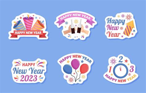 New Year Greeting Stickers Set 13157033 Vector Art at Vecteezy