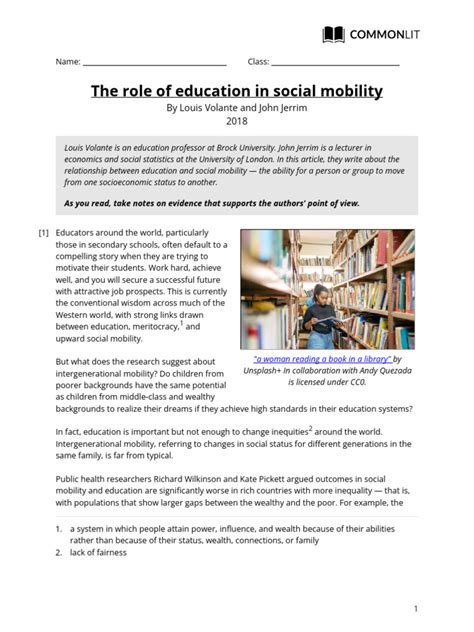 Role Of Education In Social Mobility