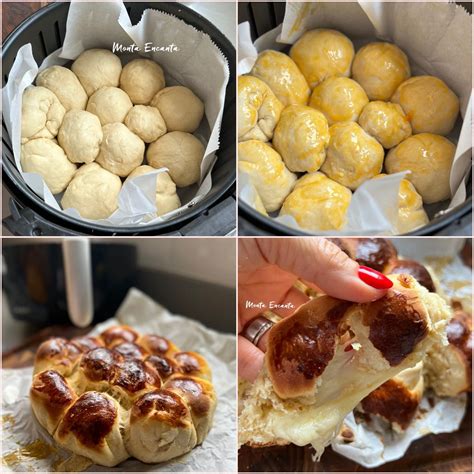 Pão na air fryer recheado de queijo Monta Encanta