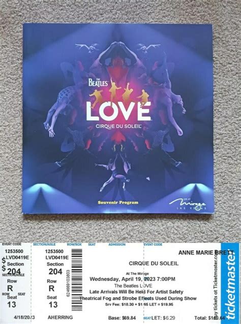Cirque Du Soleil Love Tickets - Apr 19, 2023: The Beatles Love By Cirque Du Soleil at The Mirage Hotel ...