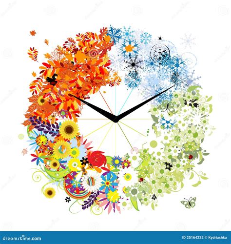 Design Of Clock Four Seasons Concept Stock Vector Illustration Of