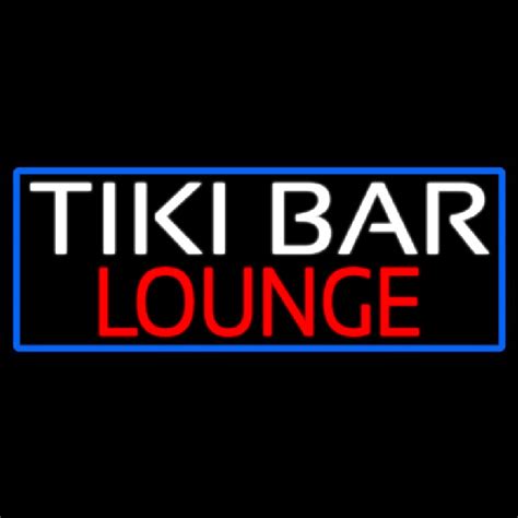 Custom Tiki Bar Lounge With Blue Border Neon Sign Usa Custom Neon