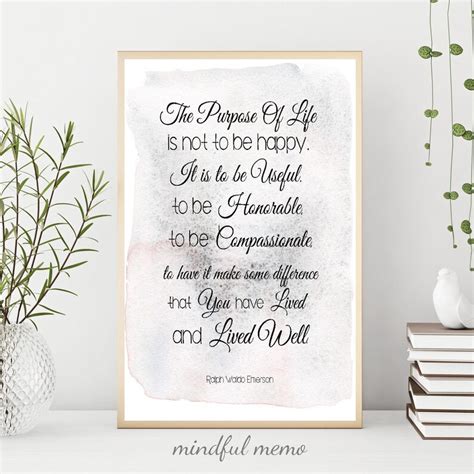 Ralph Waldo Emerson The Purpose Of Life Quote Inspiring Etsy