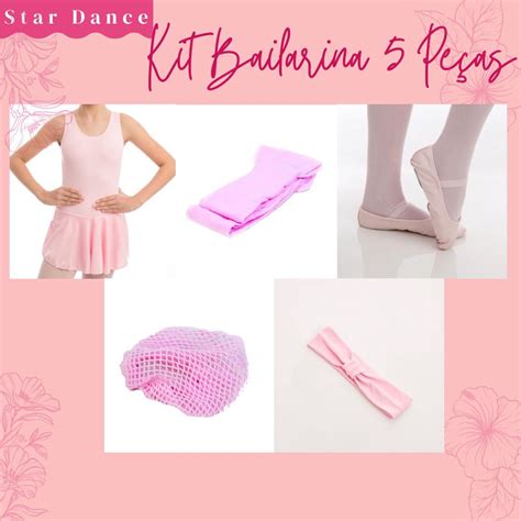 Kit Ballet Collant Regata Saia Embutida Meia Sapatilha Redinha