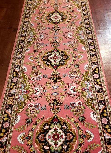 Genuine Fine Persian Tabriz Runner One Of A Kind 3 × 13 Rose Ivory