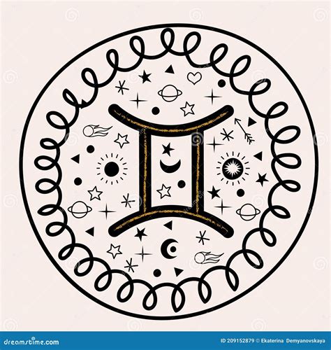 Gemini Signo Zodiaco Constelaci N De Gemini Ilustraci N Vectorial En