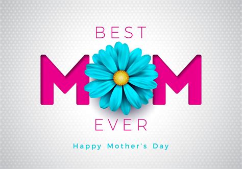 Happy Mothers Day Greeting Card Illustration With Flower And Mom